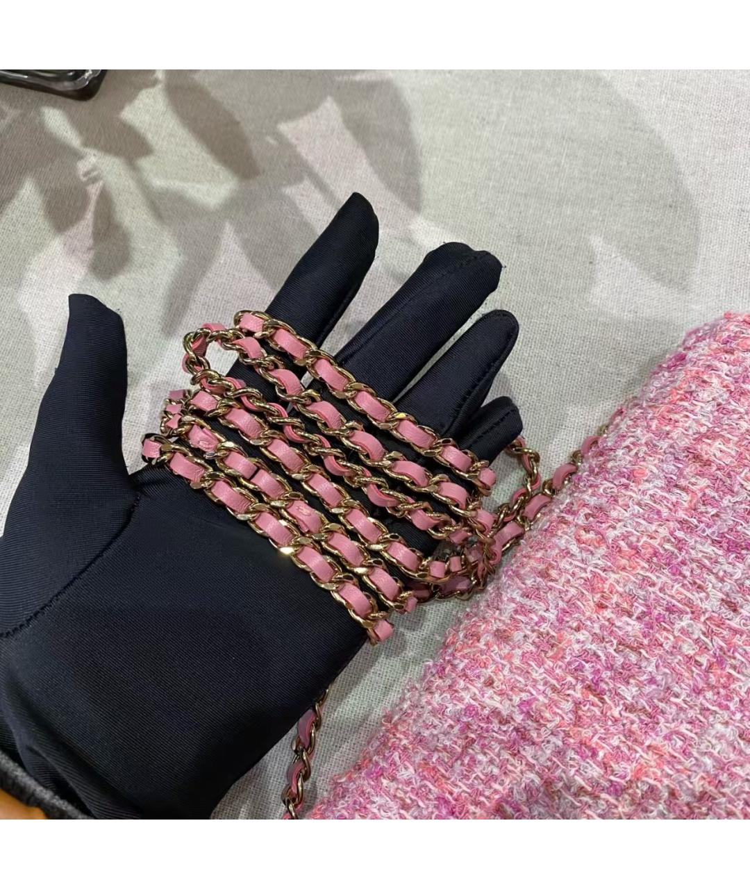 CHANEL Розовая твидовая сумка через плечо, фото 8