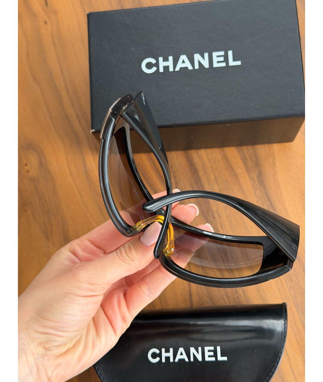 CHANEL Черные пластиковые солнцезащитные очки, фото 6