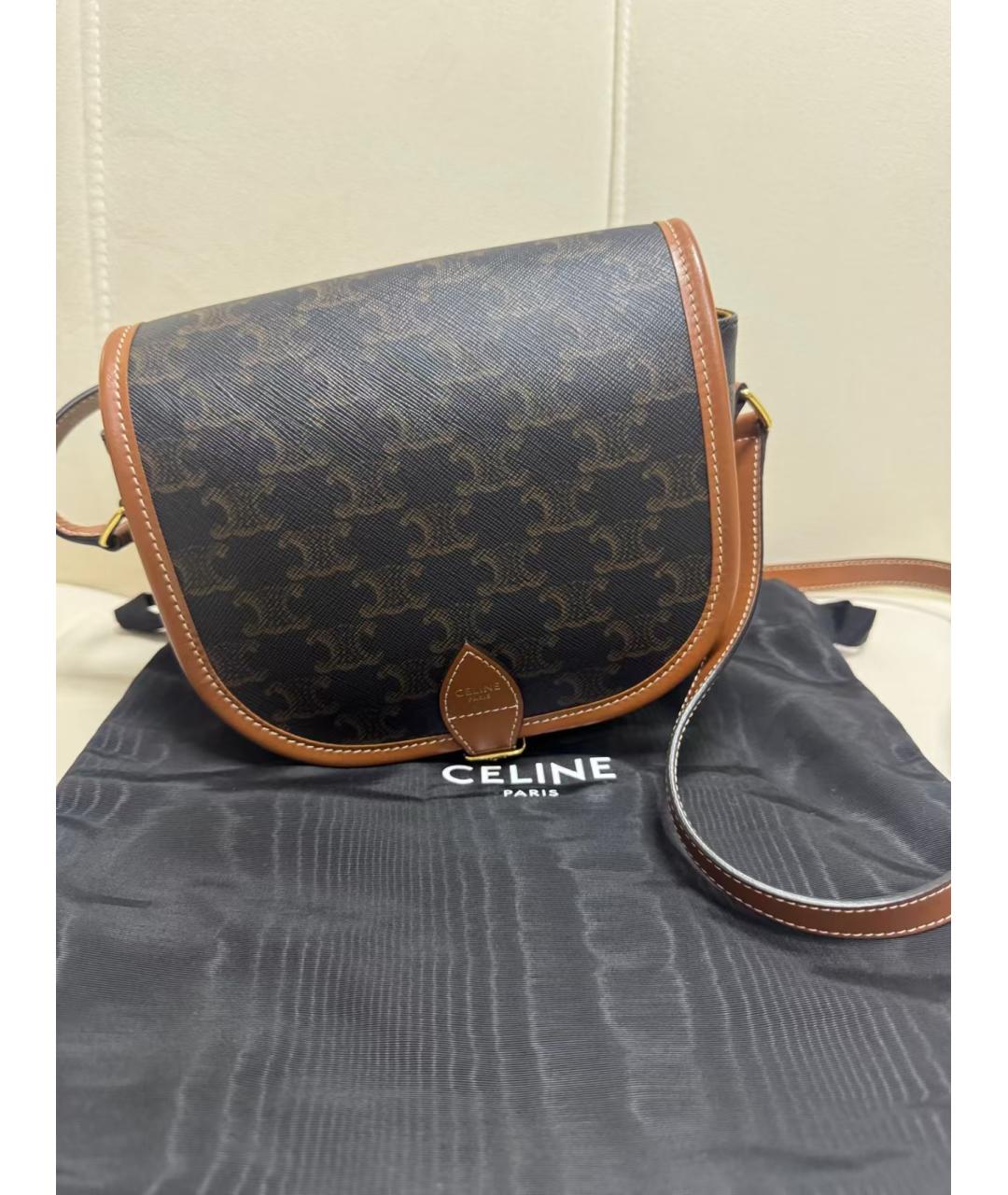 CELINE Коричневая сумка через плечо из канвы, фото 2