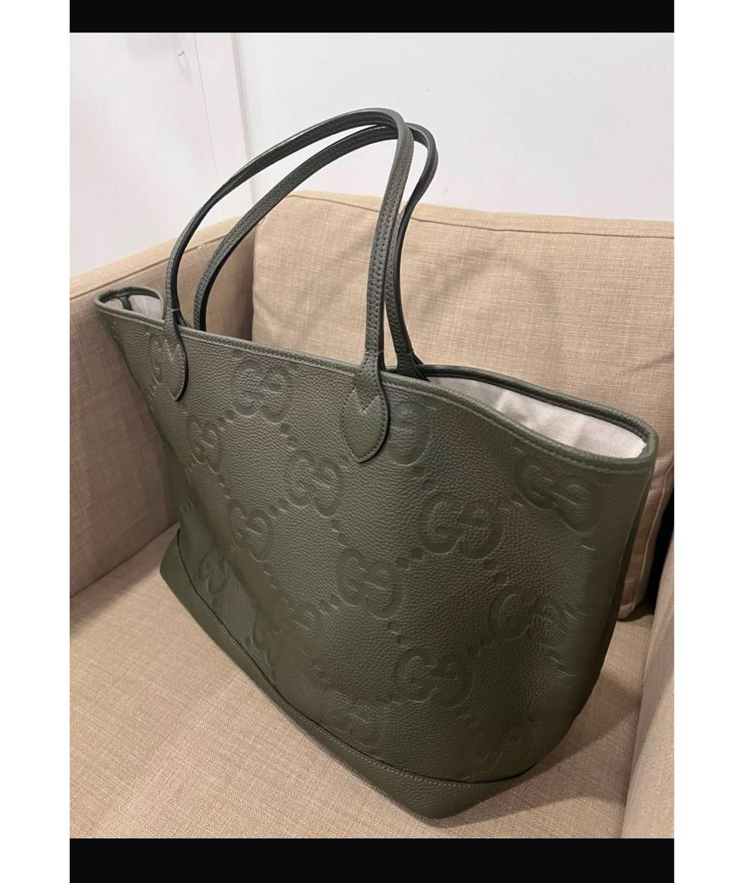 GUCCI Зеленая кожаная сумка тоут, фото 3