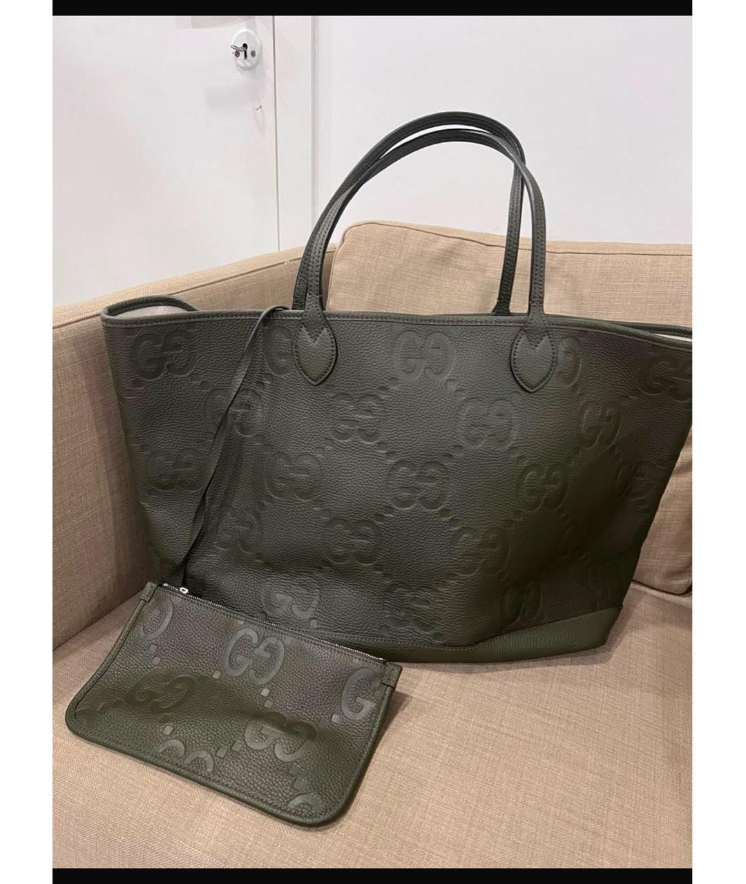 GUCCI Зеленая кожаная сумка тоут, фото 5