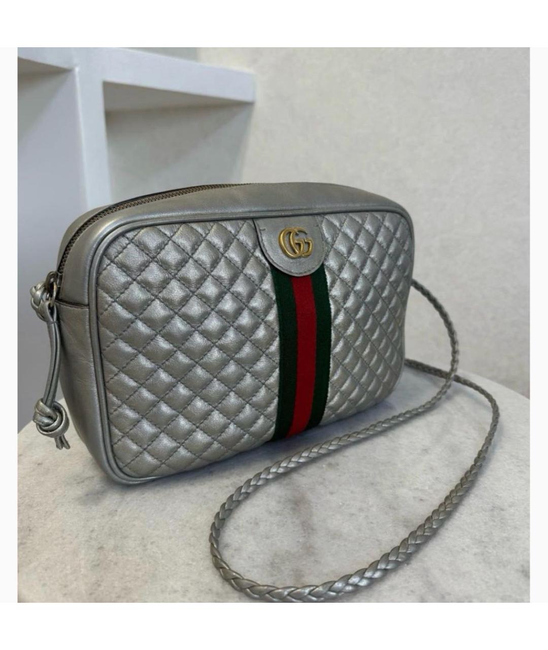 GUCCI Серебряная кожаная сумка через плечо, фото 2