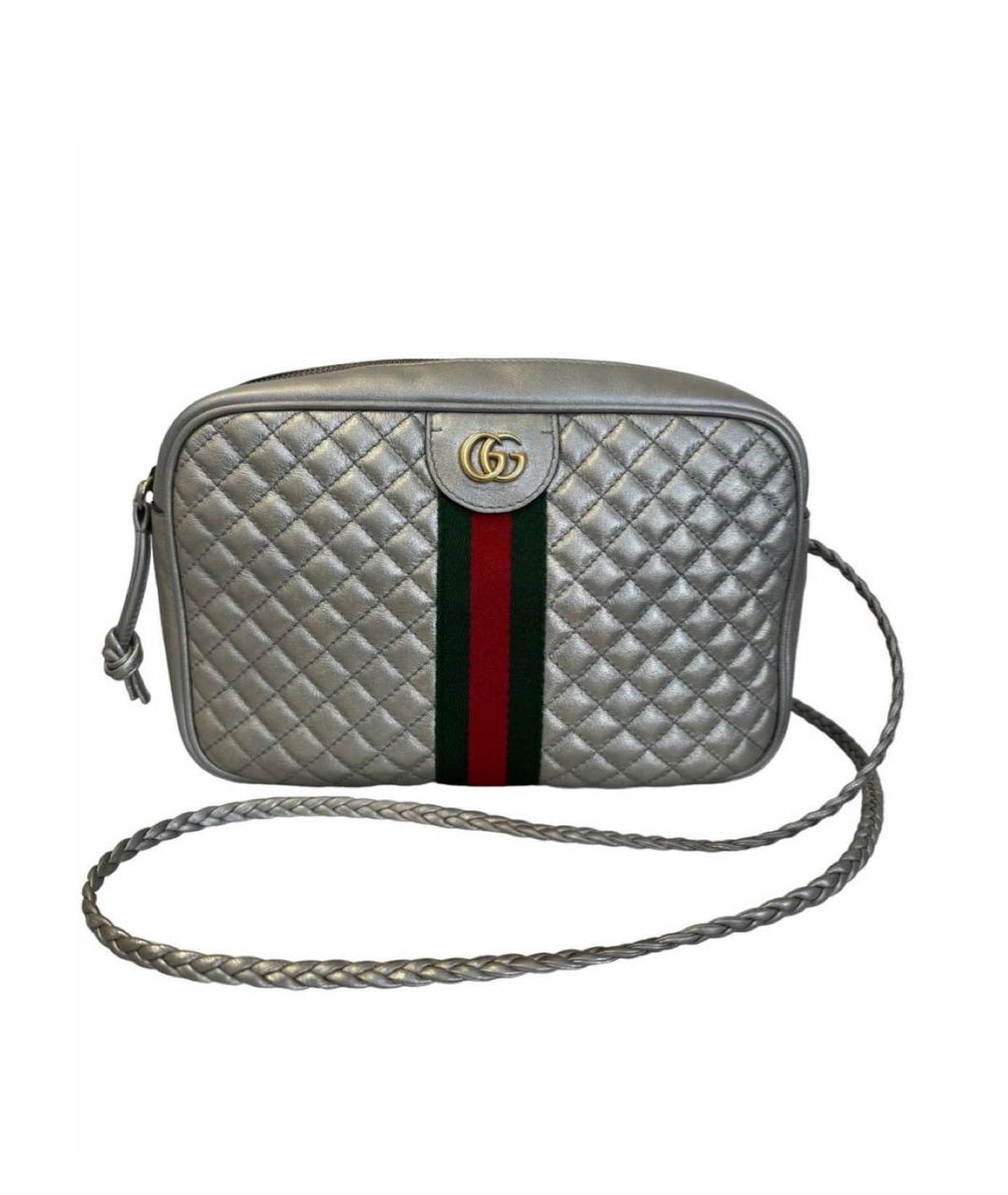 GUCCI Серебряная кожаная сумка через плечо, фото 5