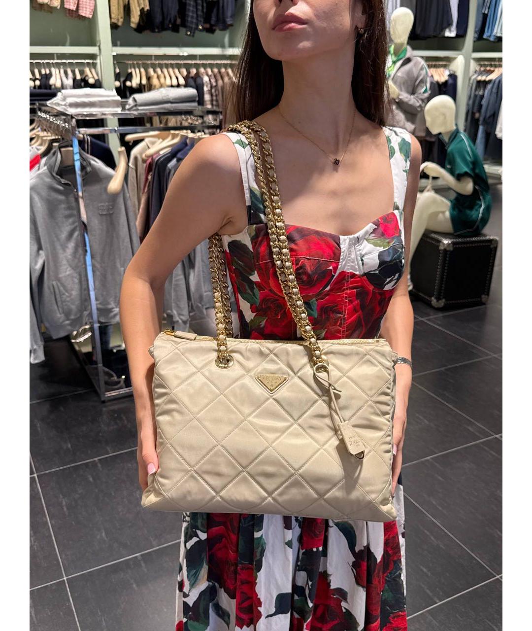 PRADA Бежевая нейлоновая сумка через плечо, фото 4