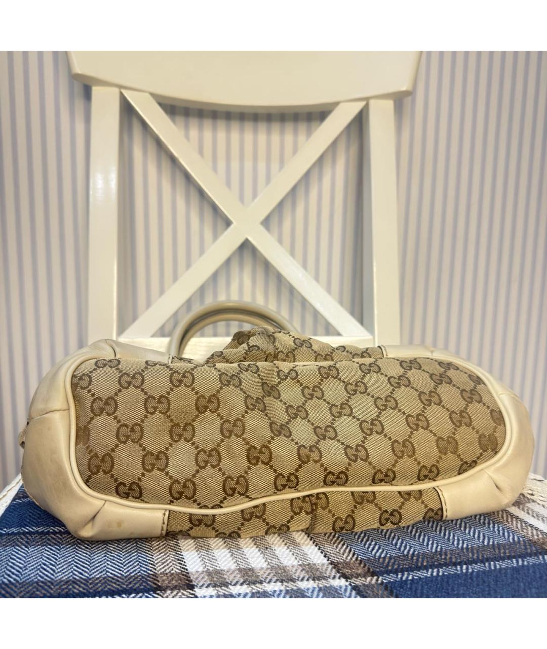 GUCCI Бежевая тканевая сумка с короткими ручками, фото 6