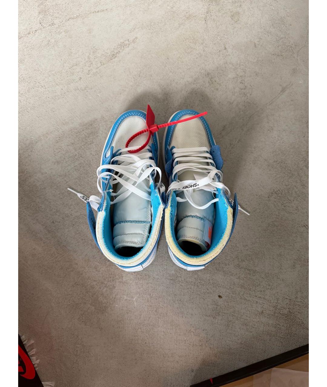 NIKE X OFF-WHITE Голубые кожаные высокие кроссовки / кеды, фото 3