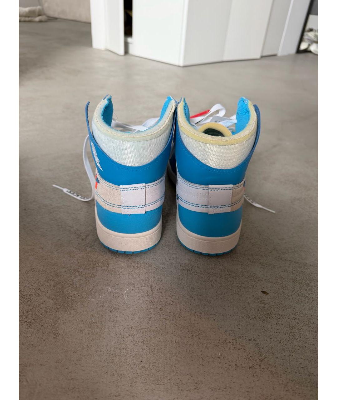 NIKE X OFF-WHITE Голубые кожаные высокие кроссовки / кеды, фото 4