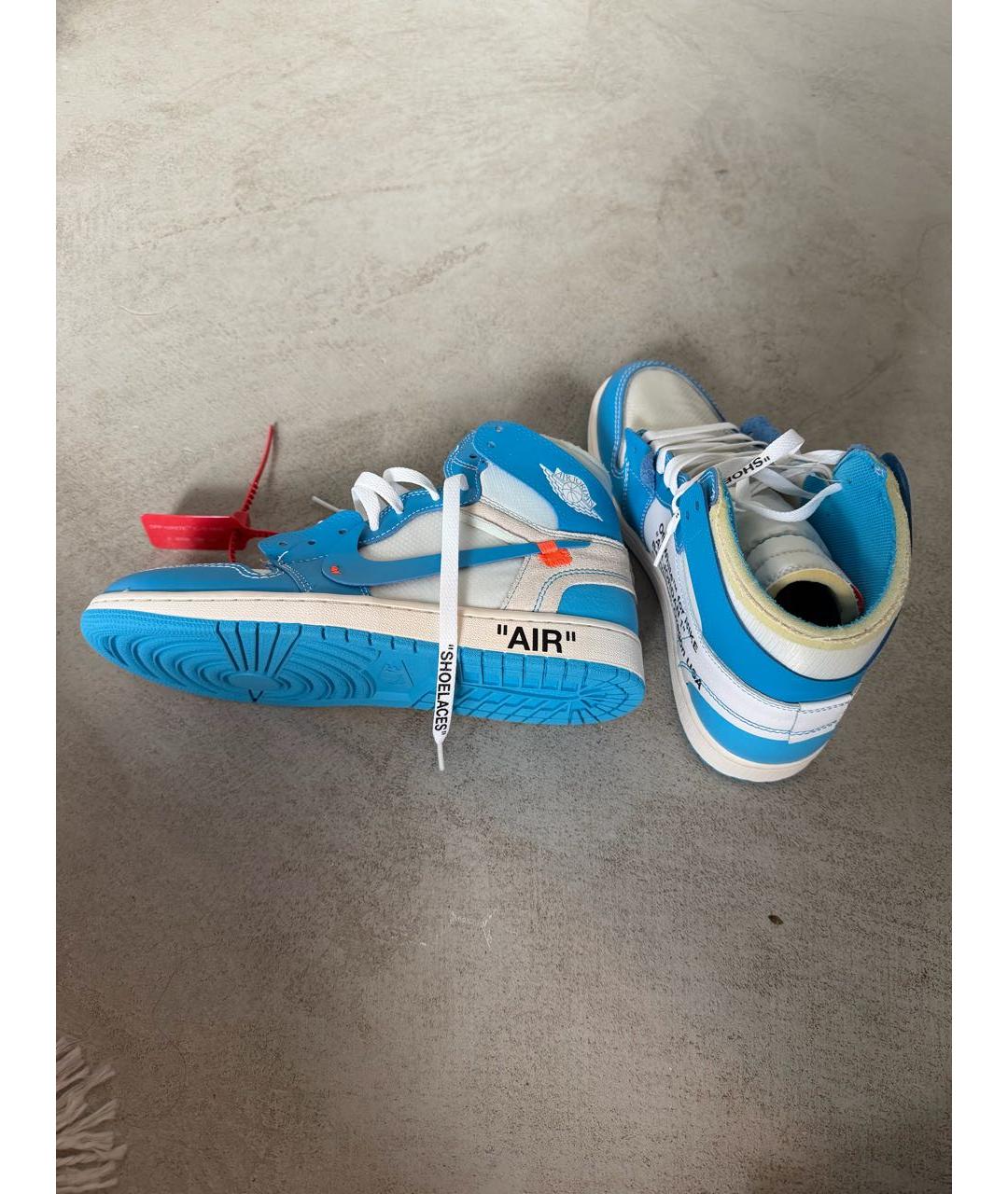 NIKE X OFF-WHITE Голубые кожаные высокие кроссовки / кеды, фото 5