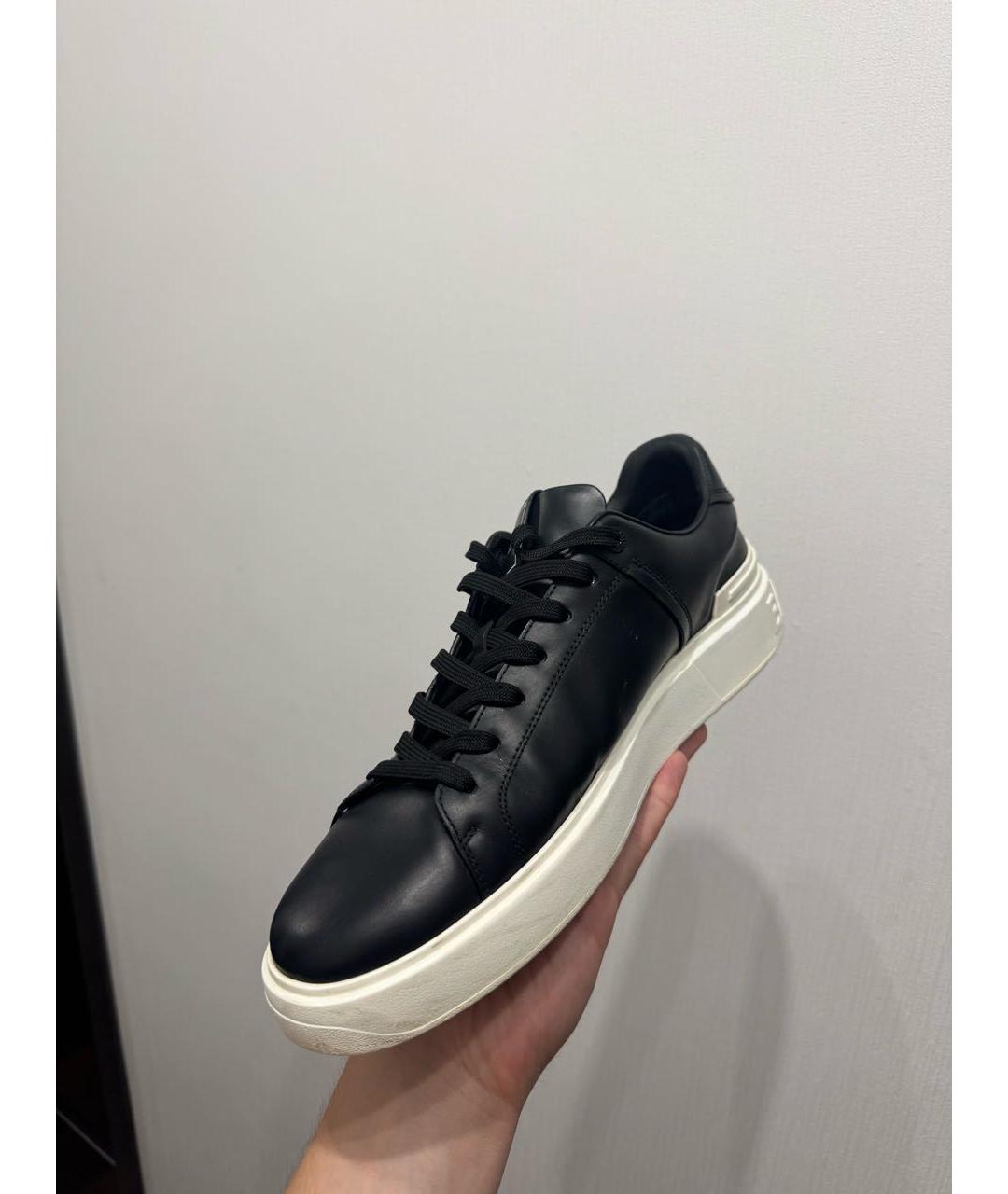 BALMAIN Черные кожаные низкие кроссовки / кеды, фото 7