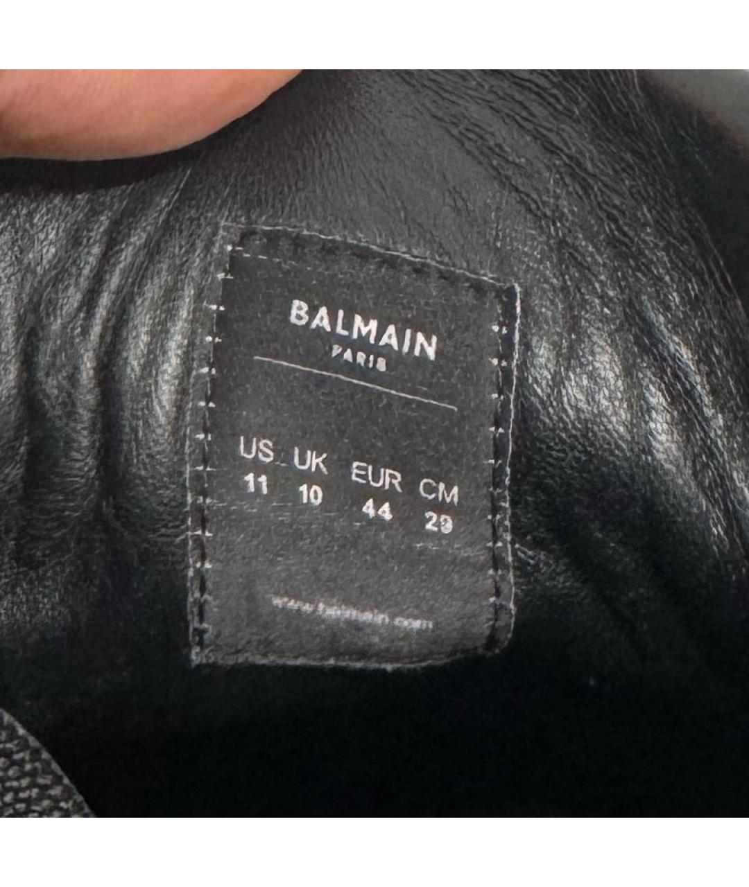 BALMAIN Черные кожаные низкие кроссовки / кеды, фото 5