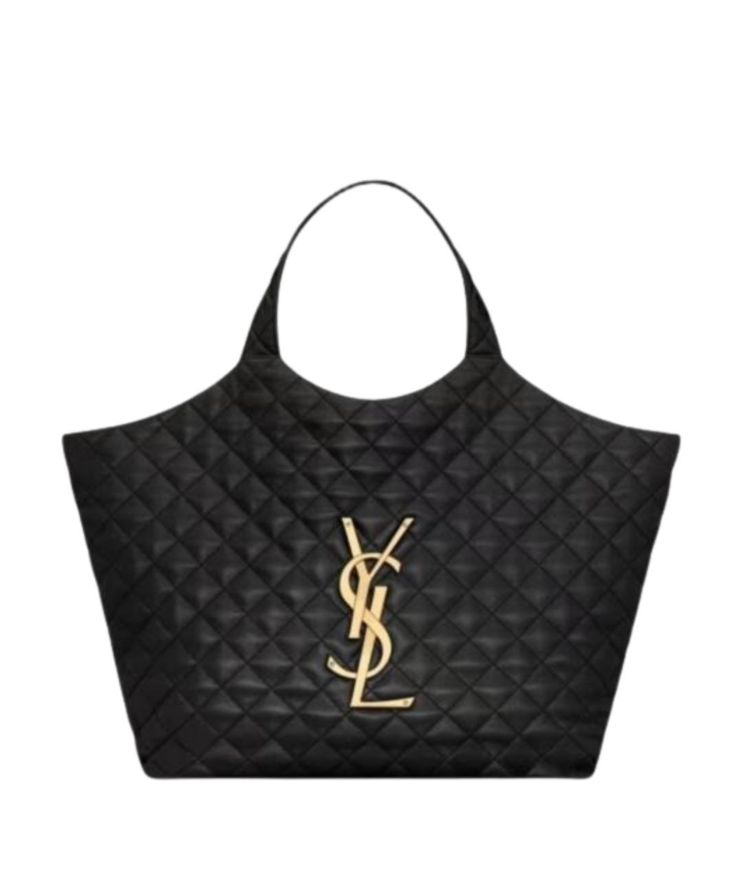 SAINT LAURENT Черная кожаная сумка тоут, фото 1