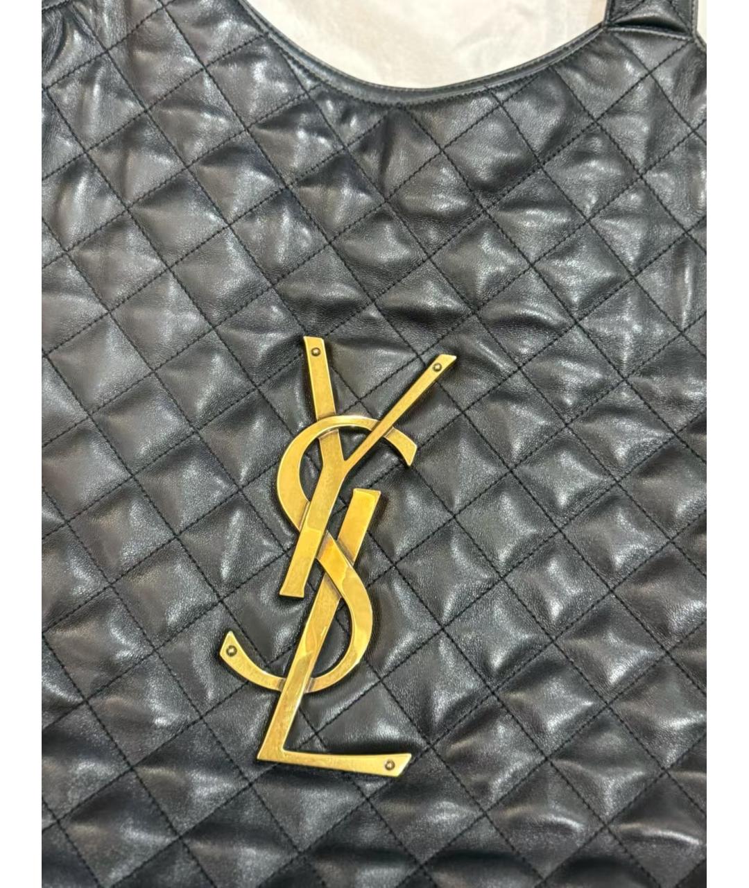 SAINT LAURENT Черная кожаная сумка тоут, фото 4