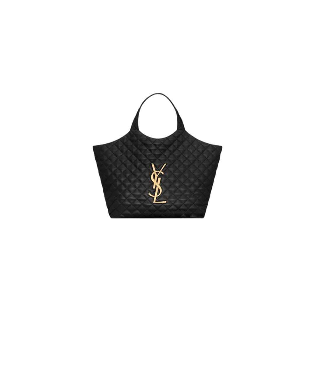 SAINT LAURENT Черная кожаная сумка тоут, фото 6