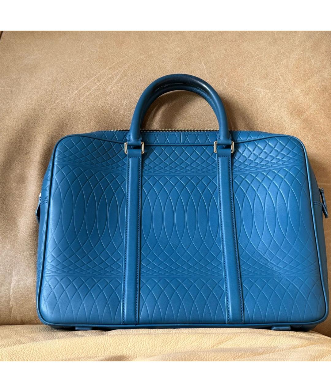 PAUL SMITH Синий кожаный портфель, фото 3