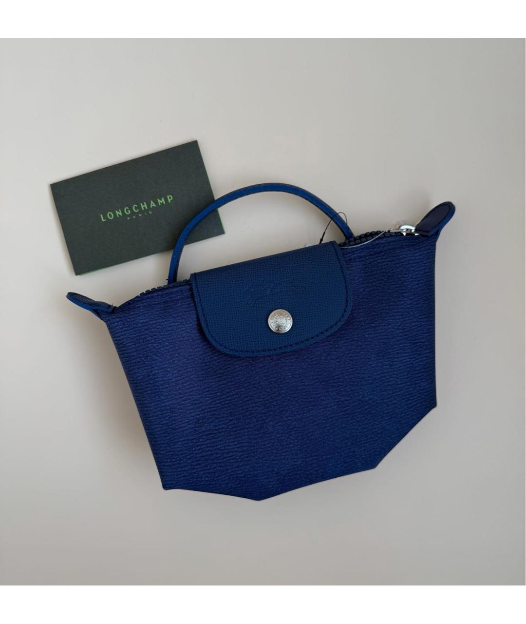 LONGCHAMP Темно-синяя синтетическая сумка с короткими ручками, фото 6