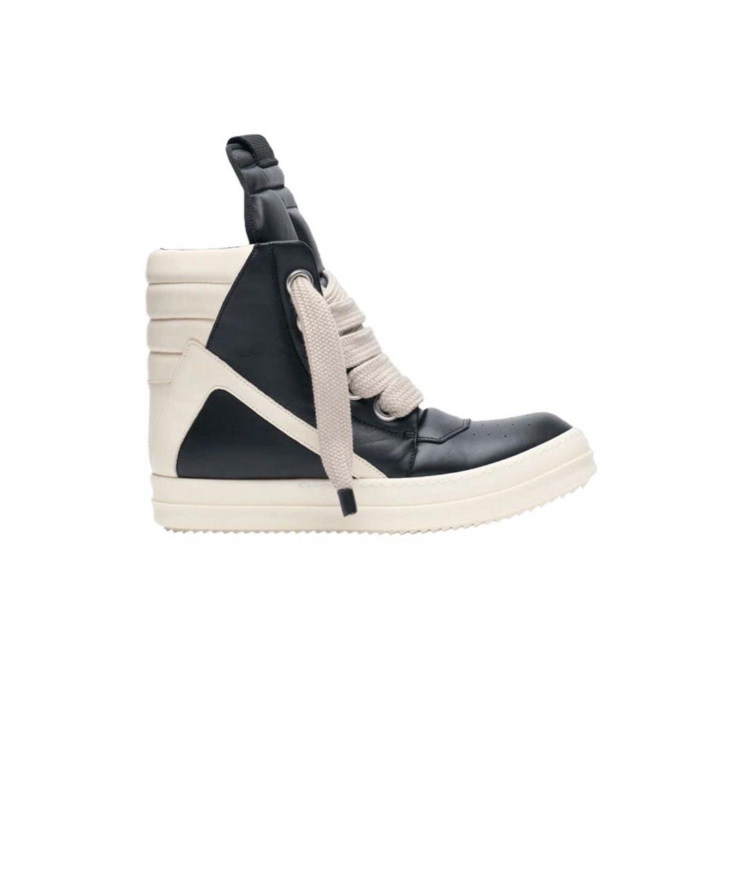 RICK OWENS Черные кожаные высокие кроссовки / кеды, фото 9