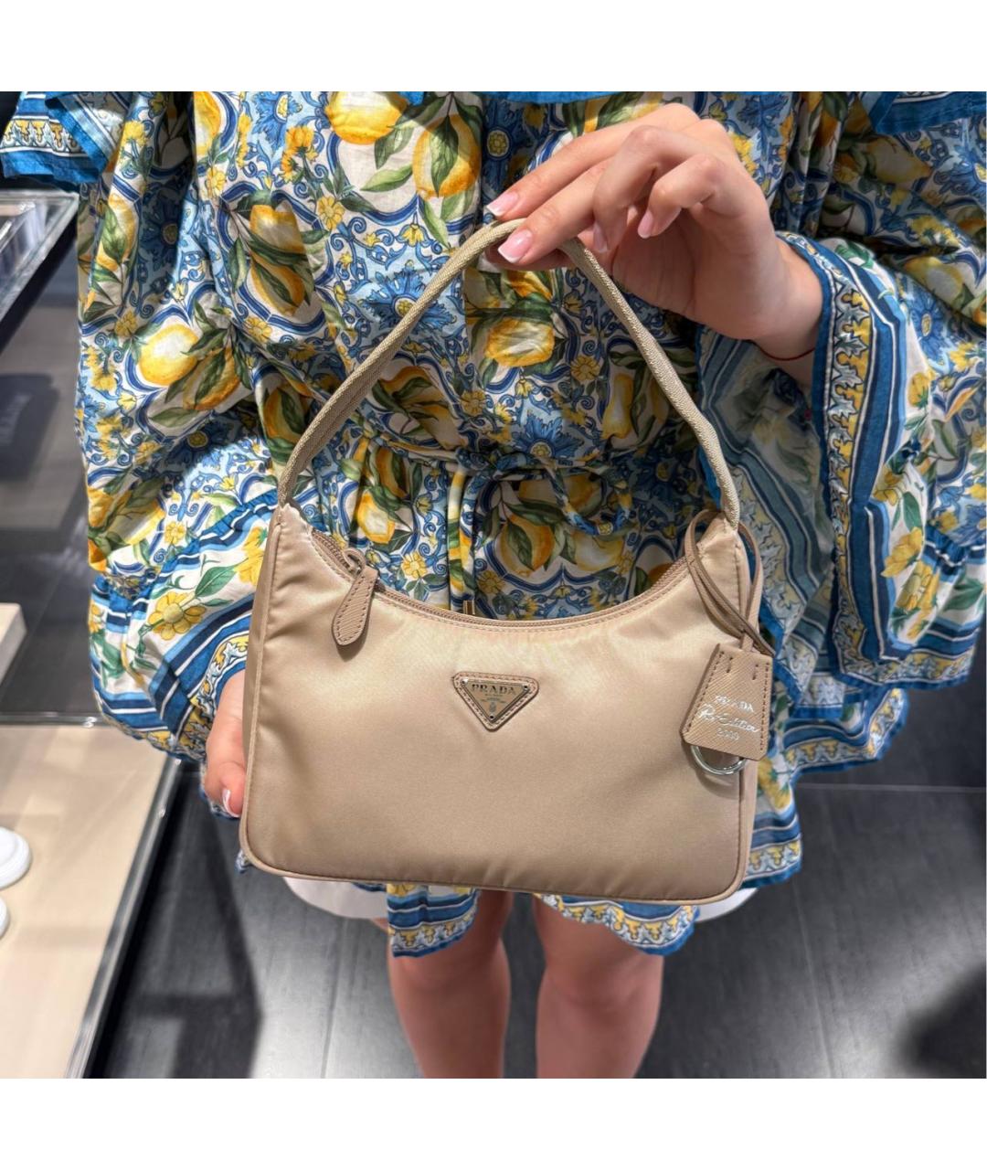 PRADA Бежевая нейлоновая сумка через плечо, фото 4