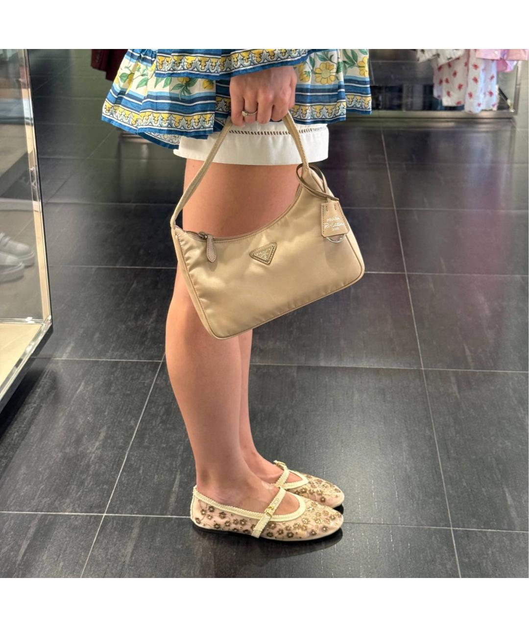 PRADA Бежевая нейлоновая сумка через плечо, фото 5