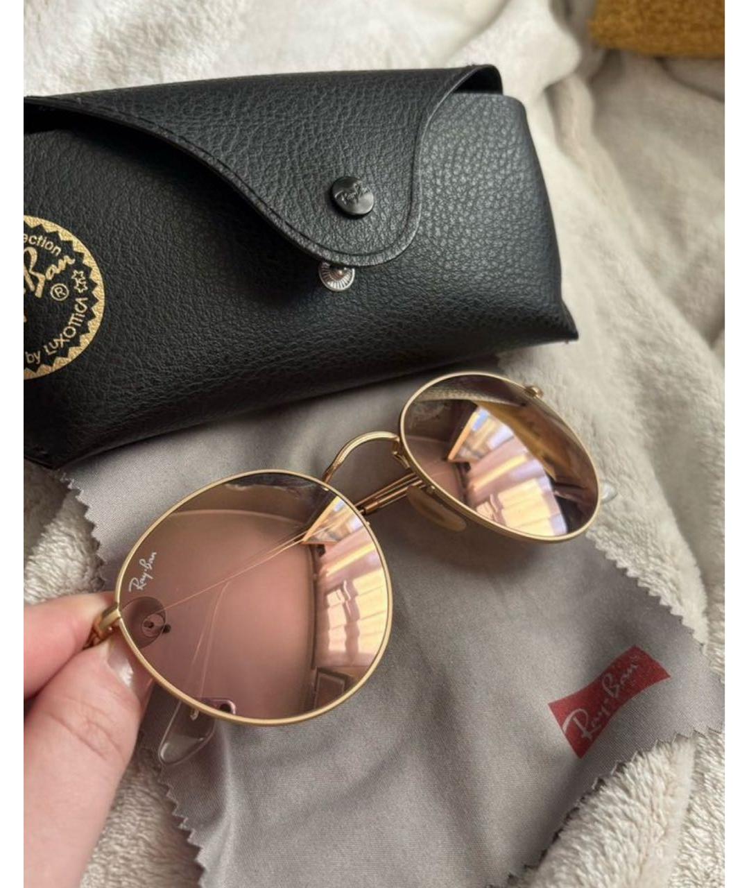RAY BAN Розовые металлические солнцезащитные очки, фото 4