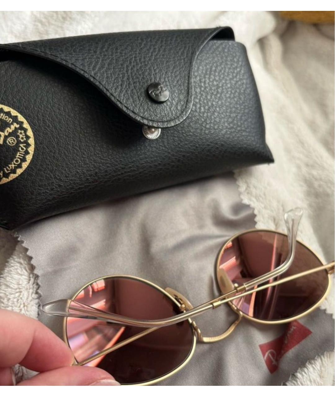 RAY BAN Розовые металлические солнцезащитные очки, фото 3