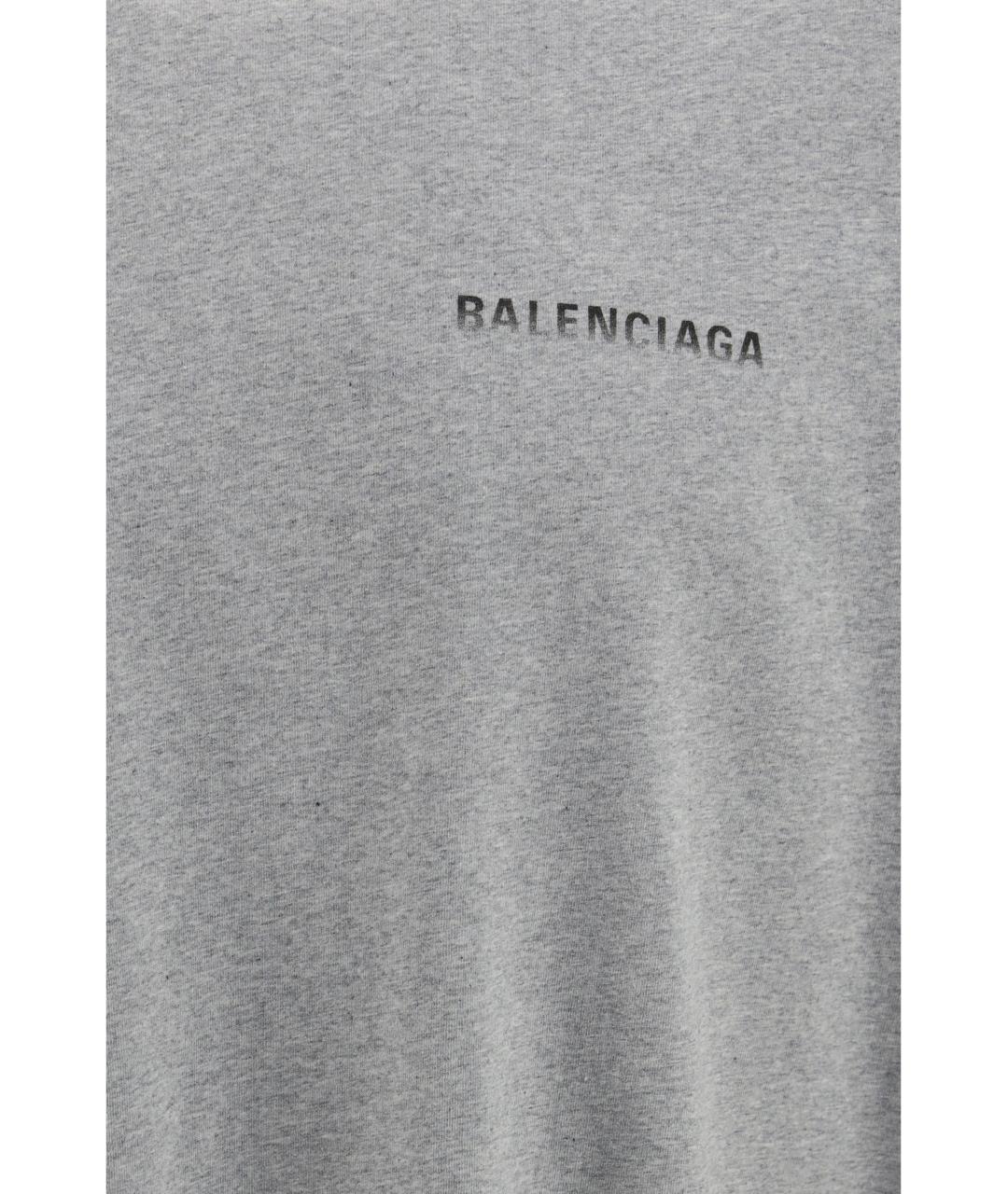 BALENCIAGA Серая хлопковая футболка, фото 3