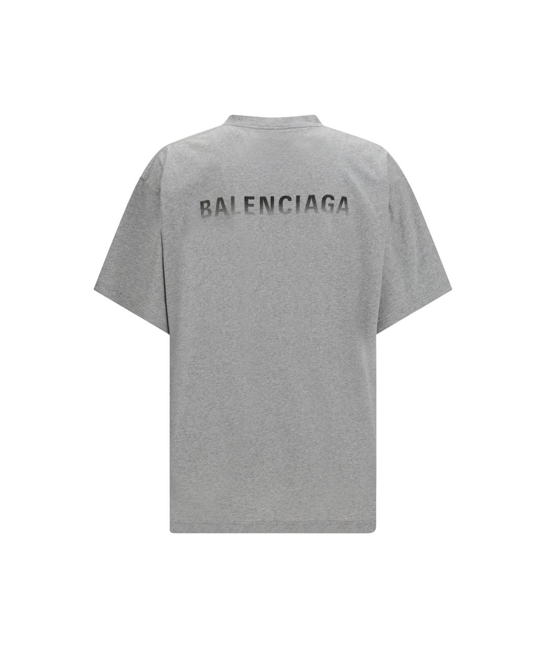 BALENCIAGA Серая хлопковая футболка, фото 2