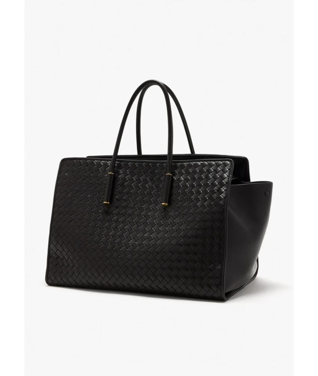 BOTTEGA VENETA Черная кожаная сумка тоут, фото 4