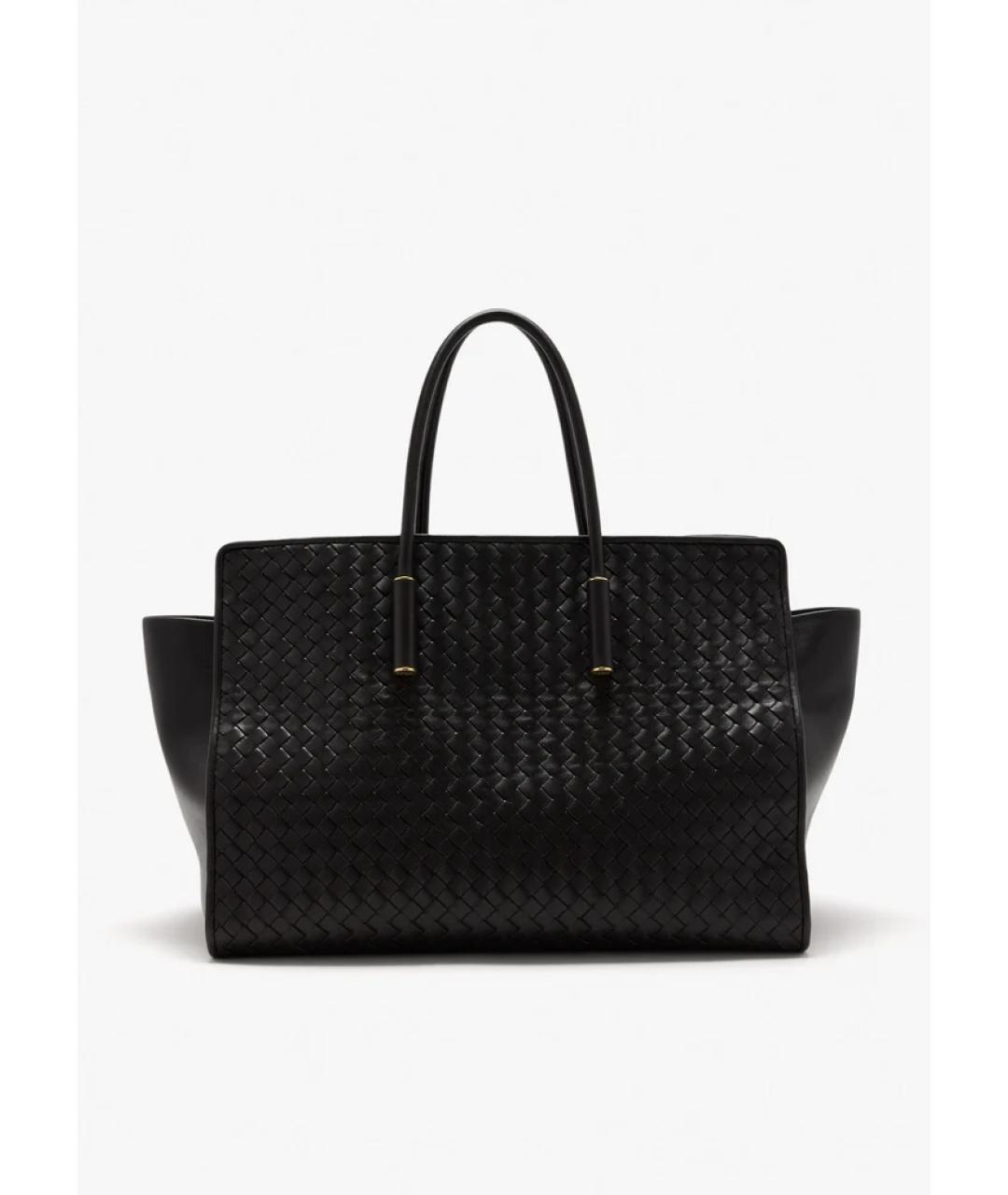 BOTTEGA VENETA Черная кожаная сумка тоут, фото 6