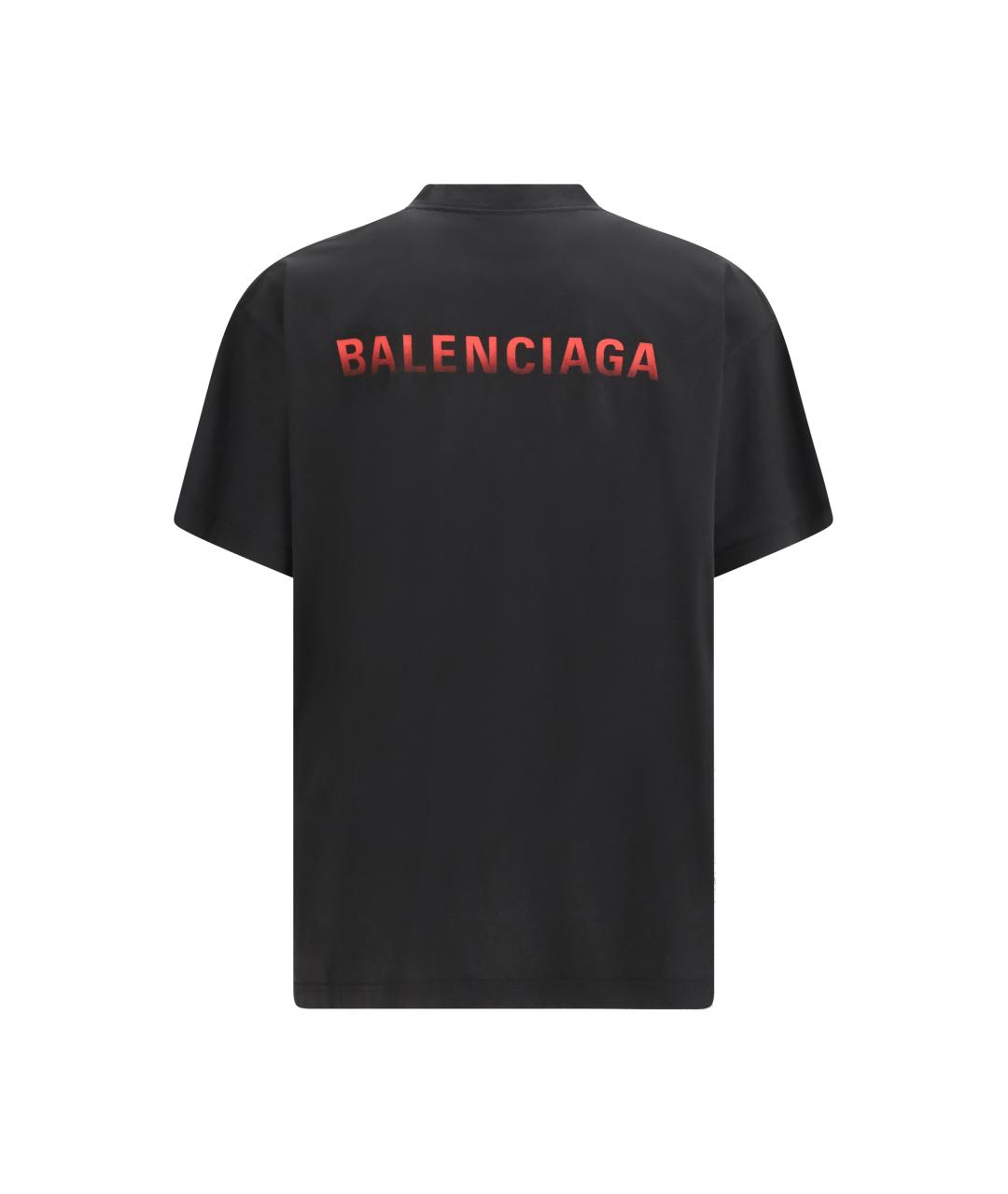 BALENCIAGA Черная хлопковая футболка, фото 2