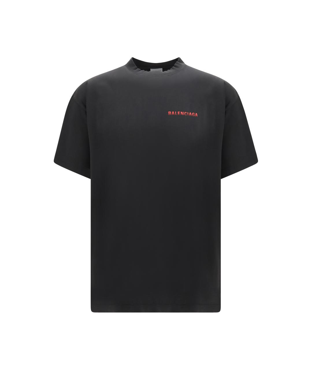 BALENCIAGA Черная хлопковая футболка, фото 1