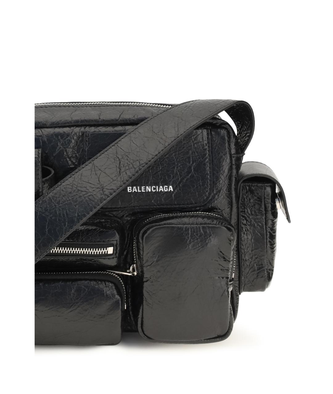 BALENCIAGA Черная кожаная сумка на плечо, фото 4