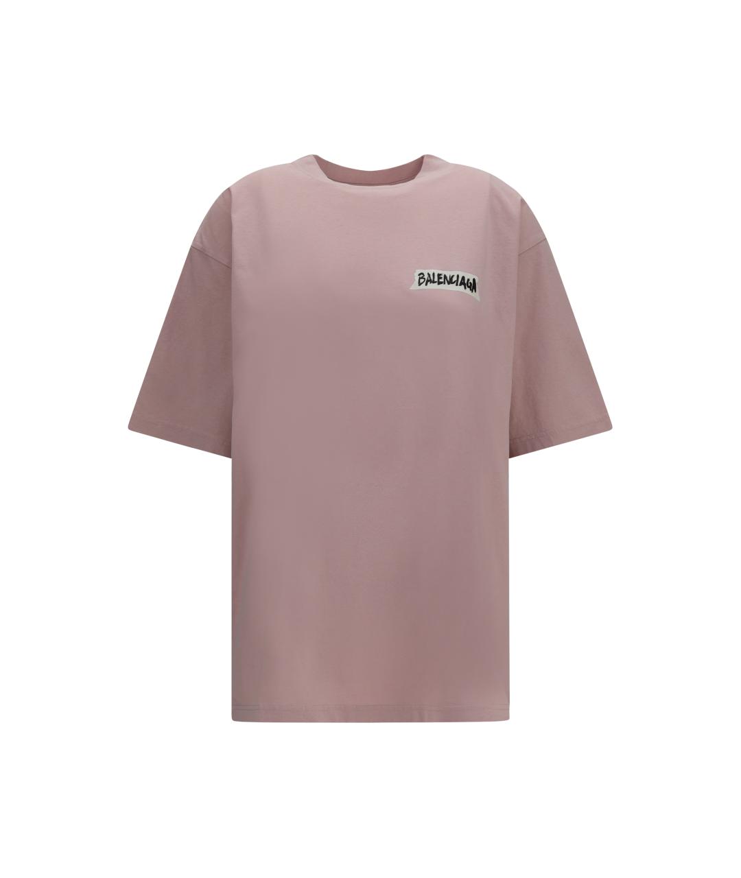 BALENCIAGA Розовая хлопковая футболка, фото 1