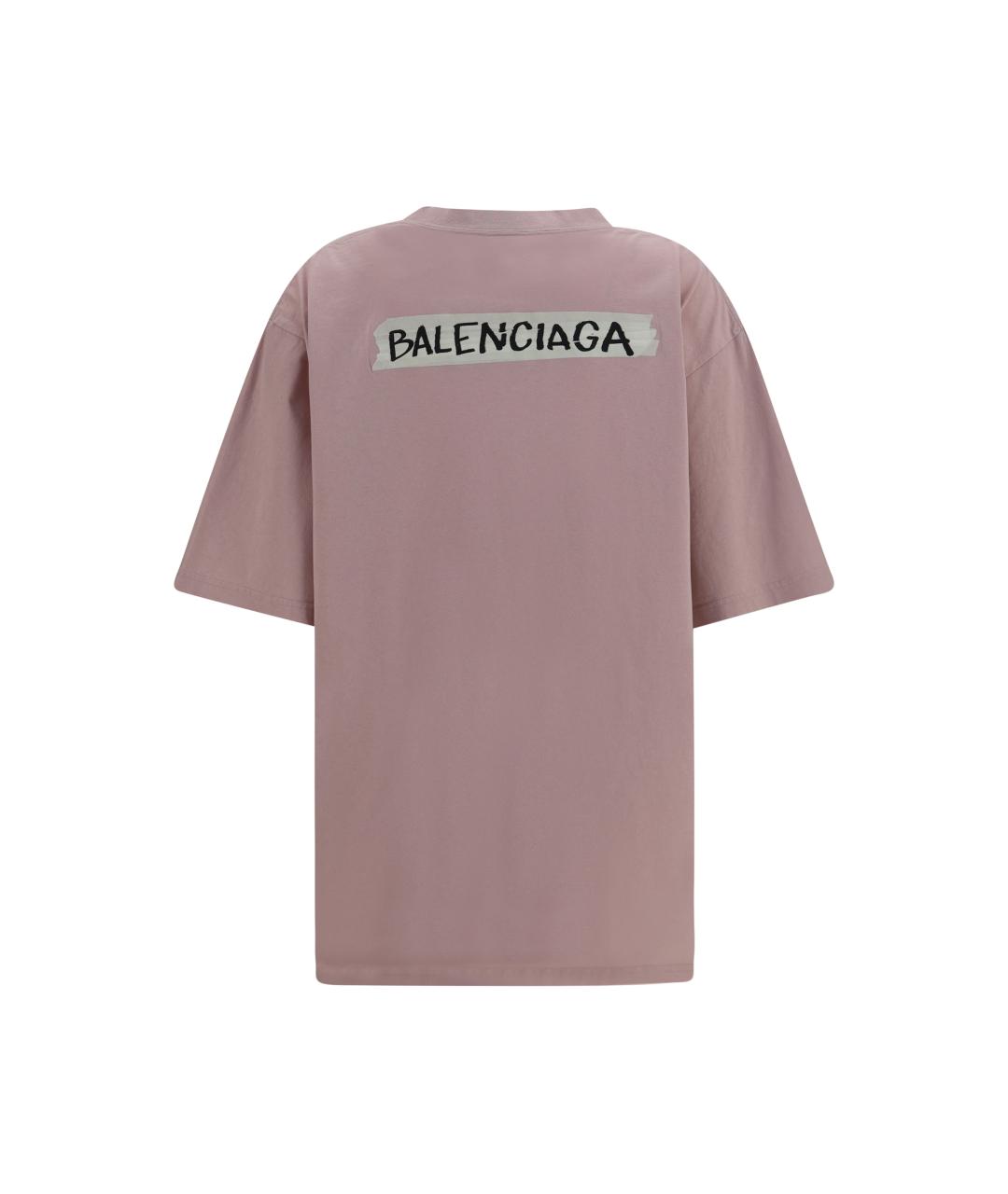 BALENCIAGA Розовая хлопковая футболка, фото 2