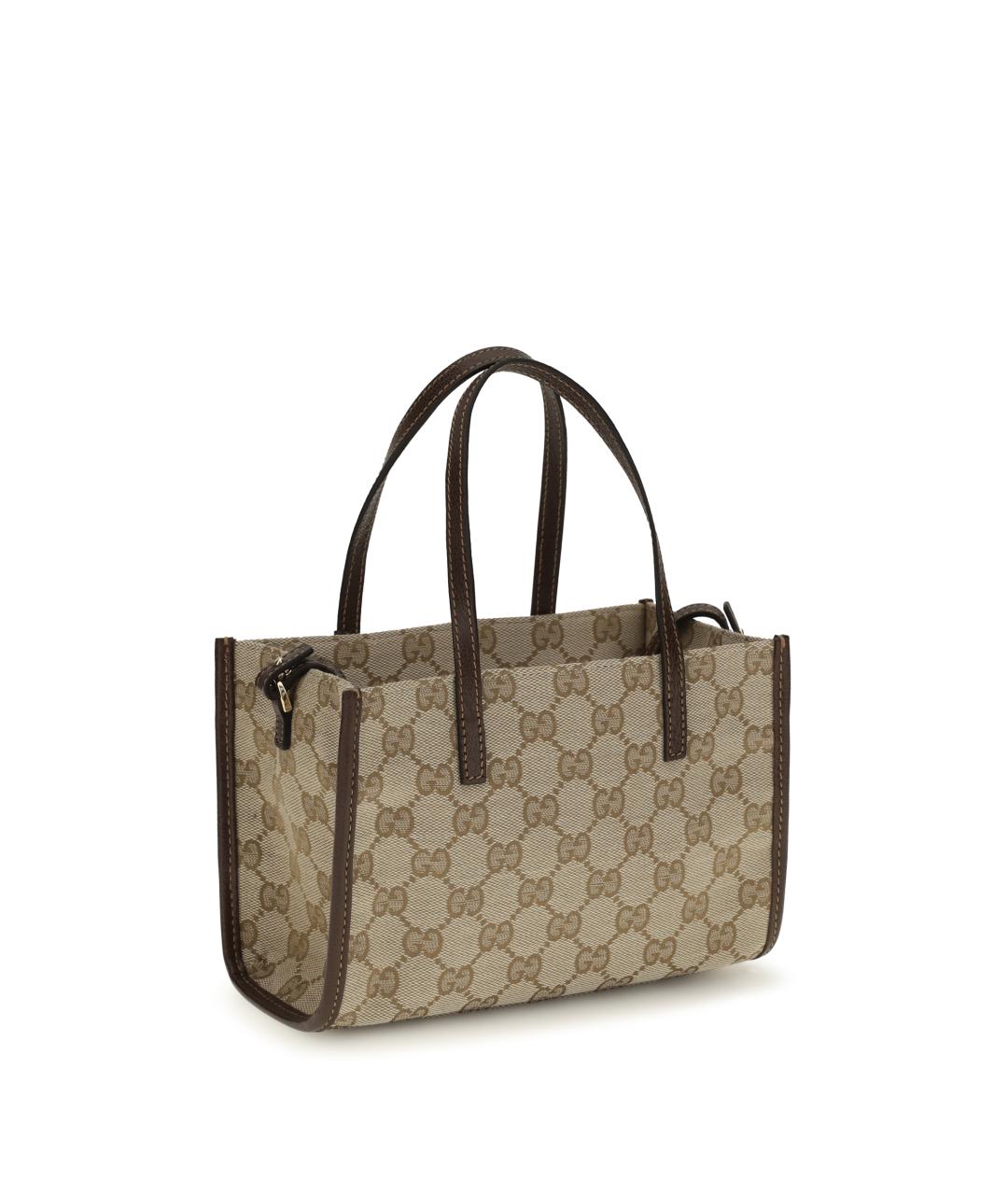 GUCCI Бежевая хлопковая сумка с короткими ручками, фото 3