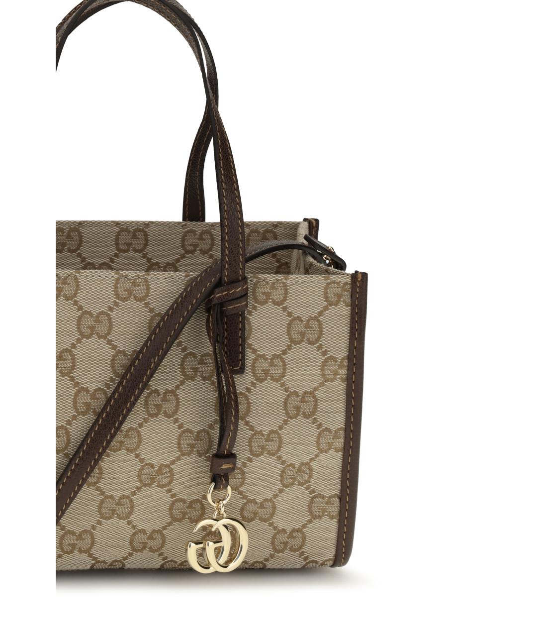 GUCCI Бежевая хлопковая сумка с короткими ручками, фото 4