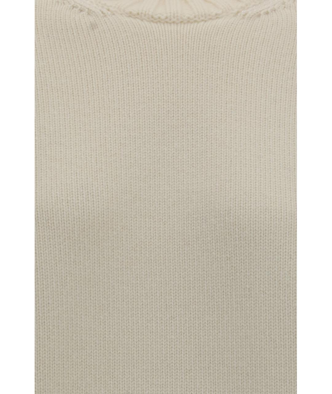 BOTTEGA VENETA Бежевый шерстяной джемпер / свитер, фото 3