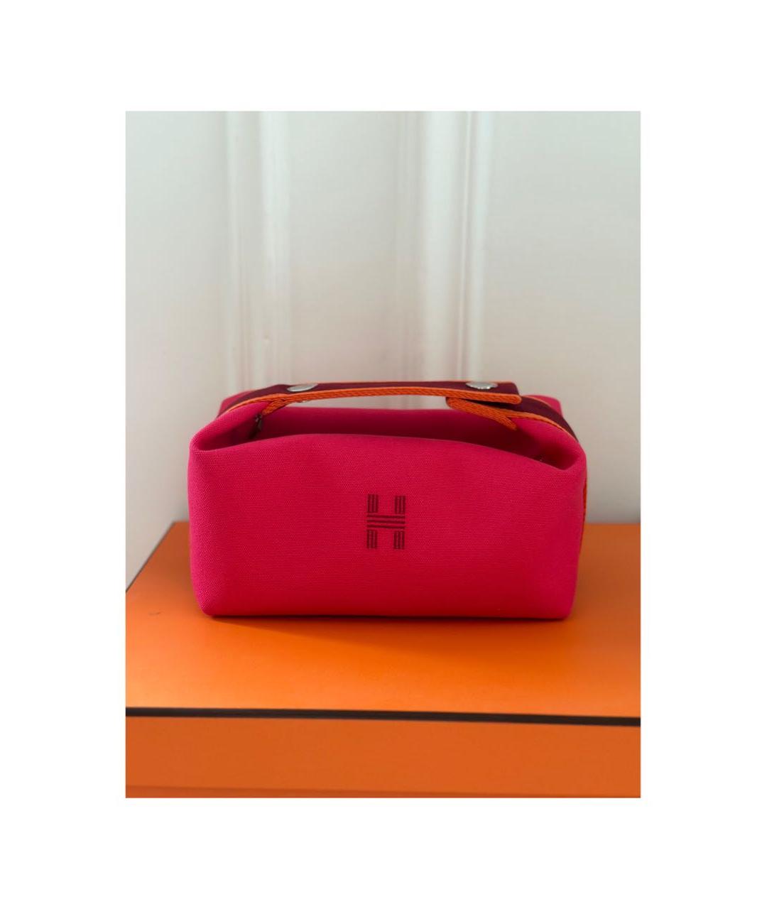HERMES Розовая хлопковая косметичка, фото 4