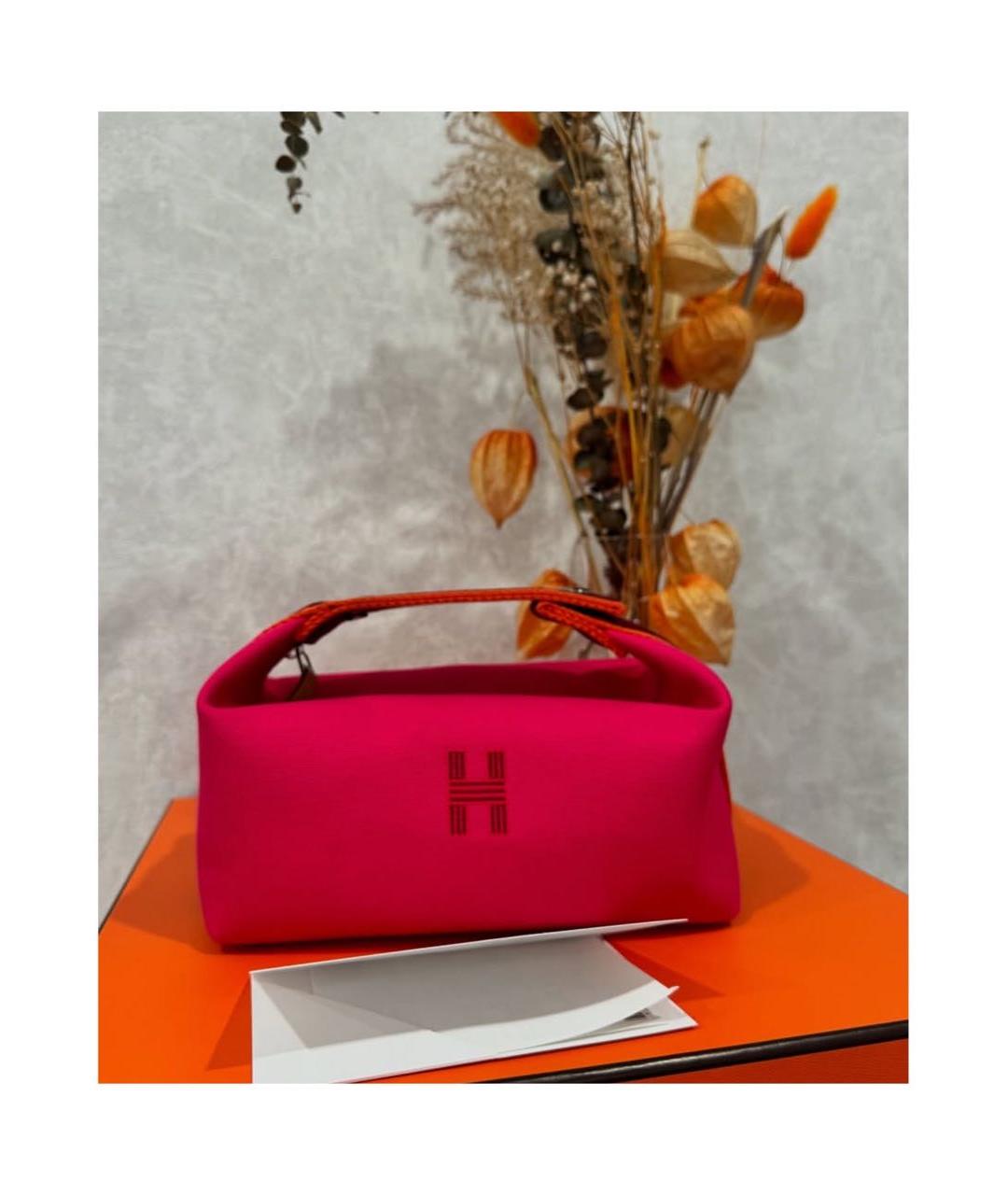 HERMES Розовая хлопковая косметичка, фото 2