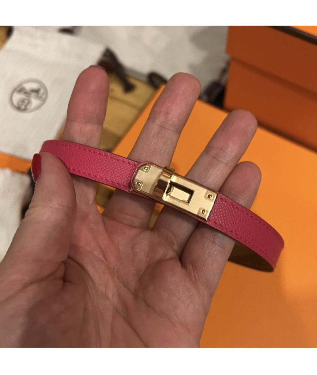 HERMES Розовый кожаный чокер, фото 3