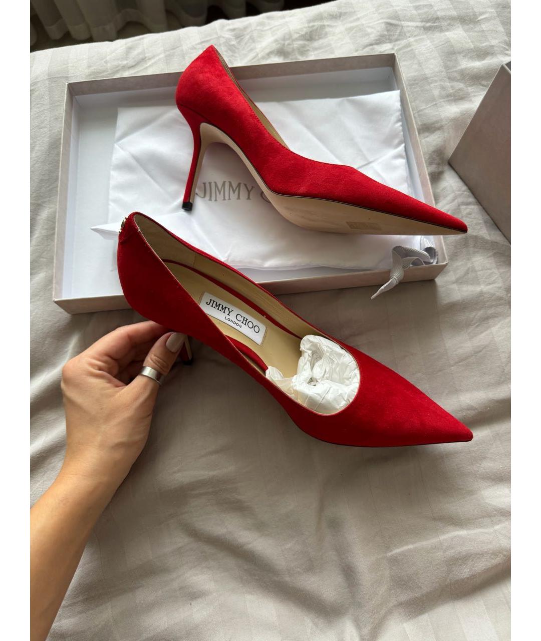 JIMMY CHOO Красные замшевые туфли, фото 5