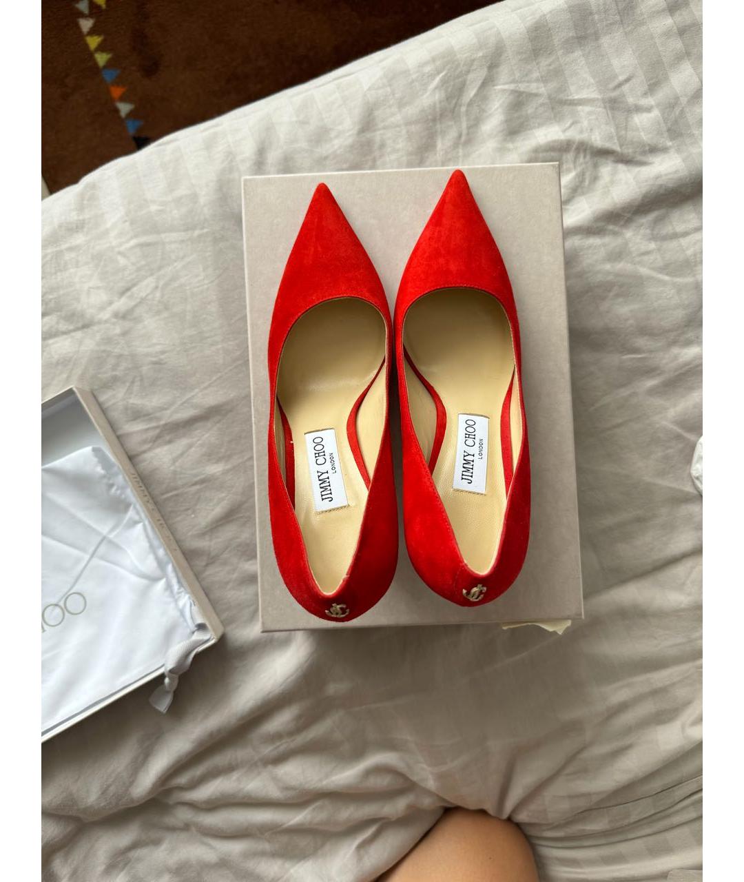 JIMMY CHOO Красные замшевые туфли, фото 3