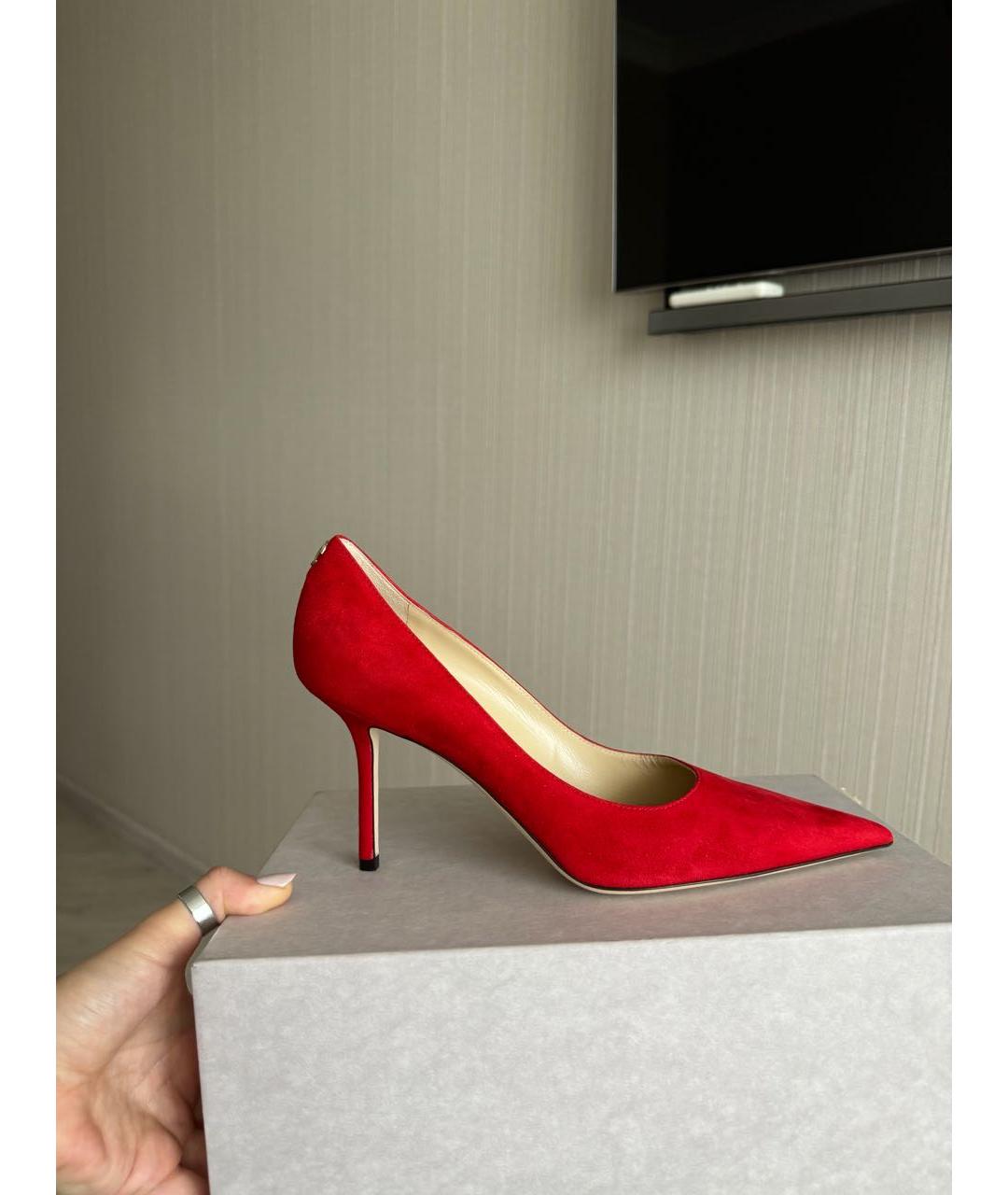 JIMMY CHOO Красные замшевые туфли, фото 8