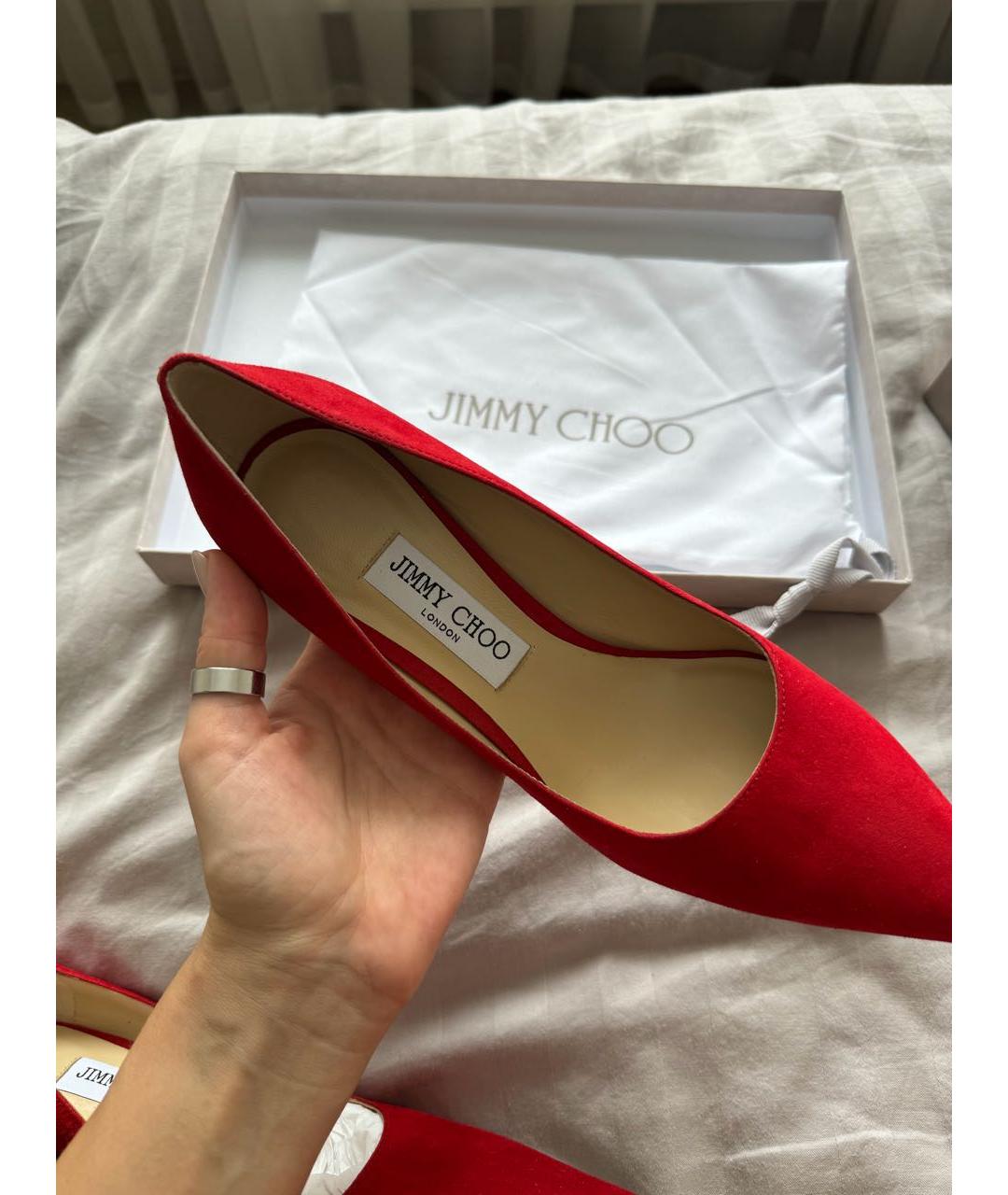 JIMMY CHOO Красные замшевые туфли, фото 6