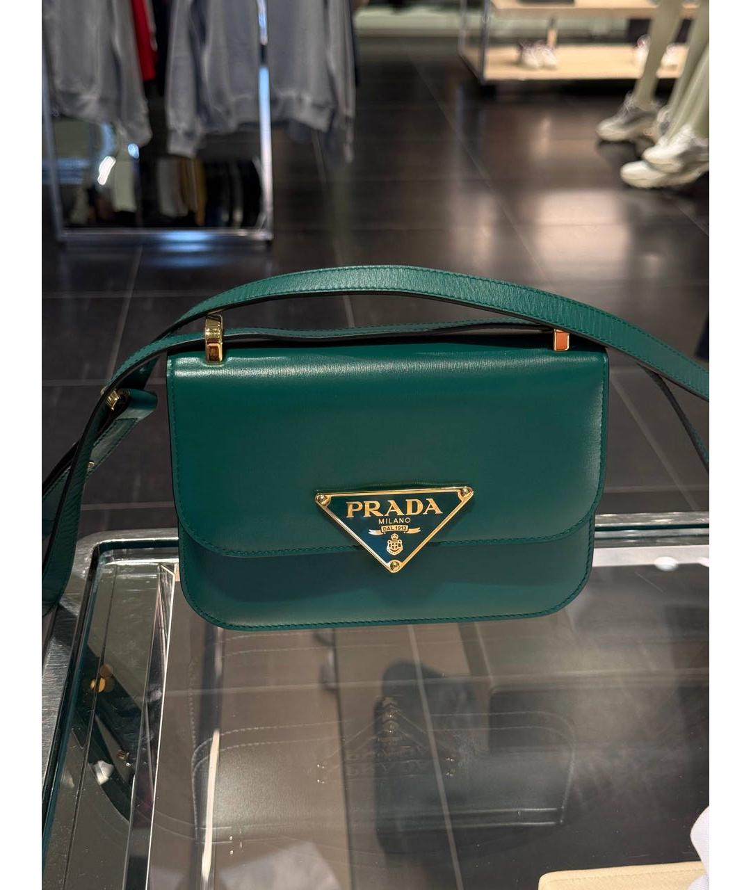 PRADA Зеленая кожаная сумка через плечо, фото 4