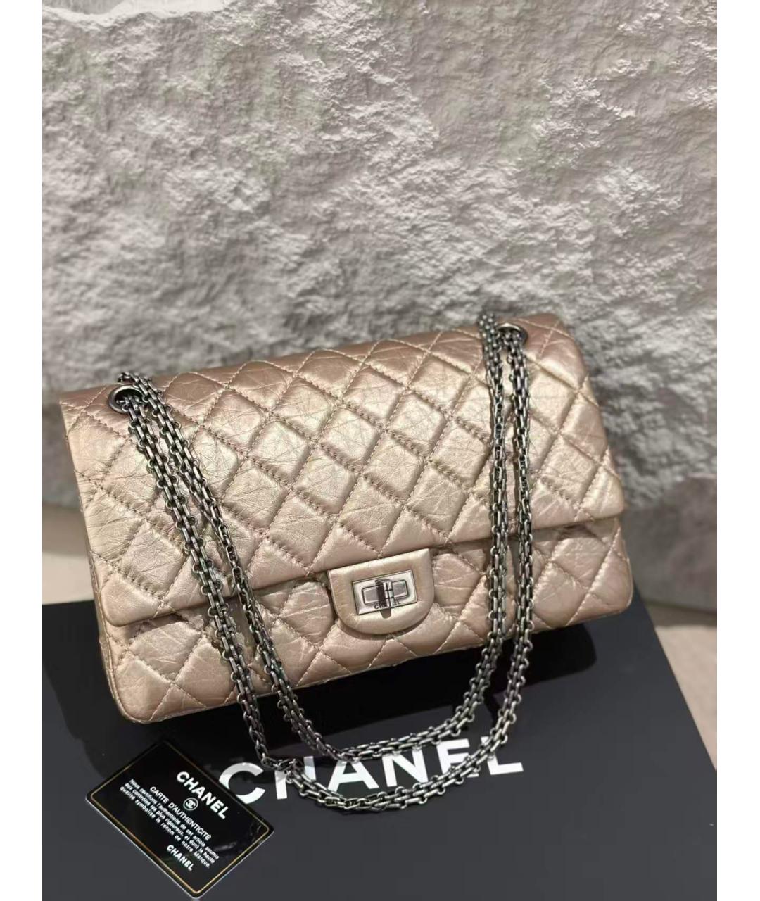 CHANEL Золотая кожаная сумка через плечо, фото 2