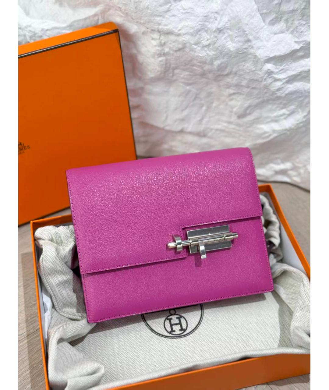 HERMES Фиолетовая кожаная сумка через плечо, фото 2
