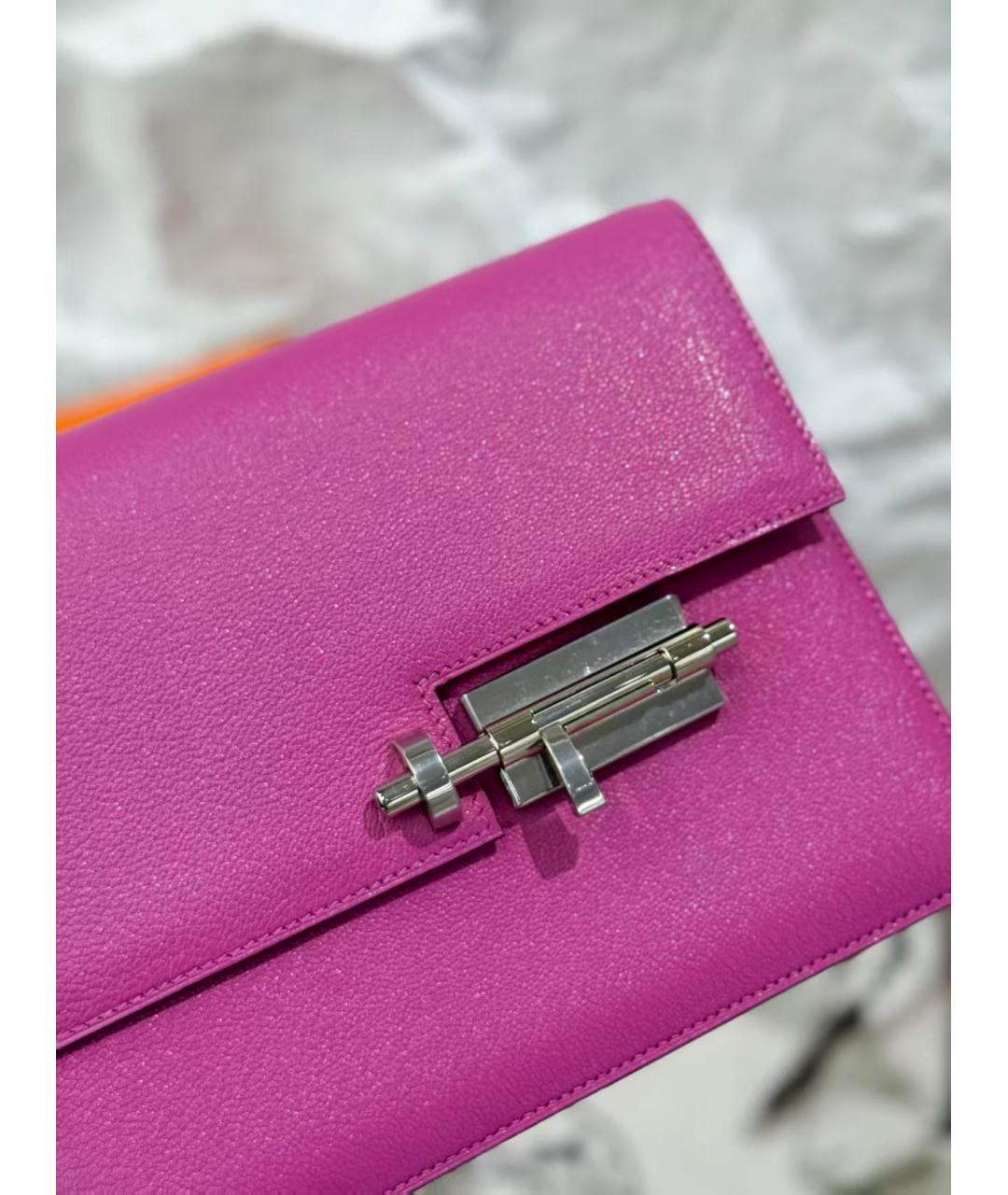 HERMES Фиолетовая кожаная сумка через плечо, фото 3