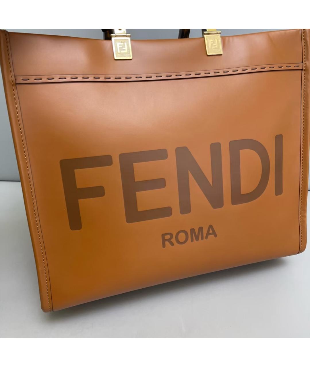 FENDI Оранжевая кожаная сумка тоут, фото 8