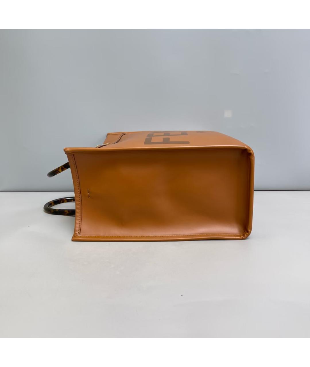 FENDI Оранжевая кожаная сумка тоут, фото 4
