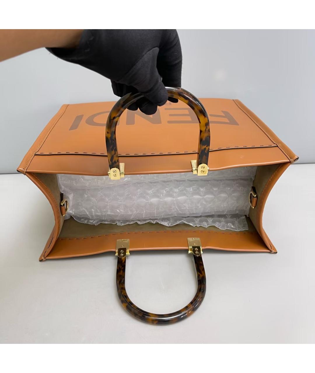 FENDI Оранжевая кожаная сумка тоут, фото 7